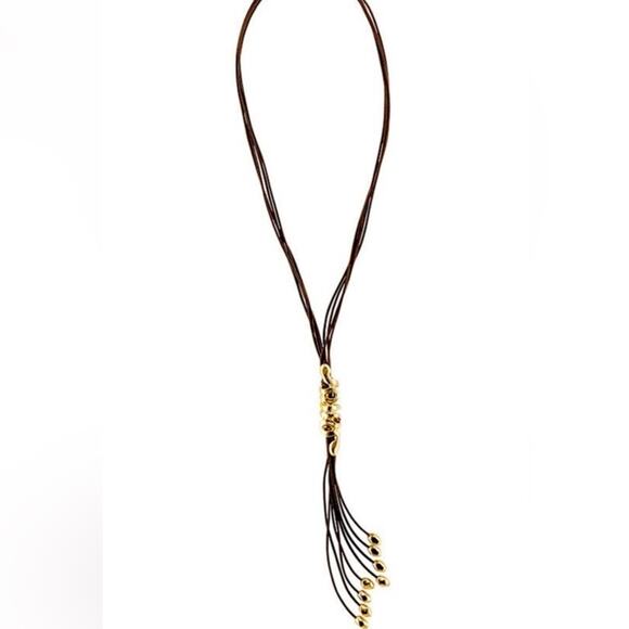 Uno de 50 Gold Wrapped Snake Multi Strand Leather Necklace - Picture 1 of 7